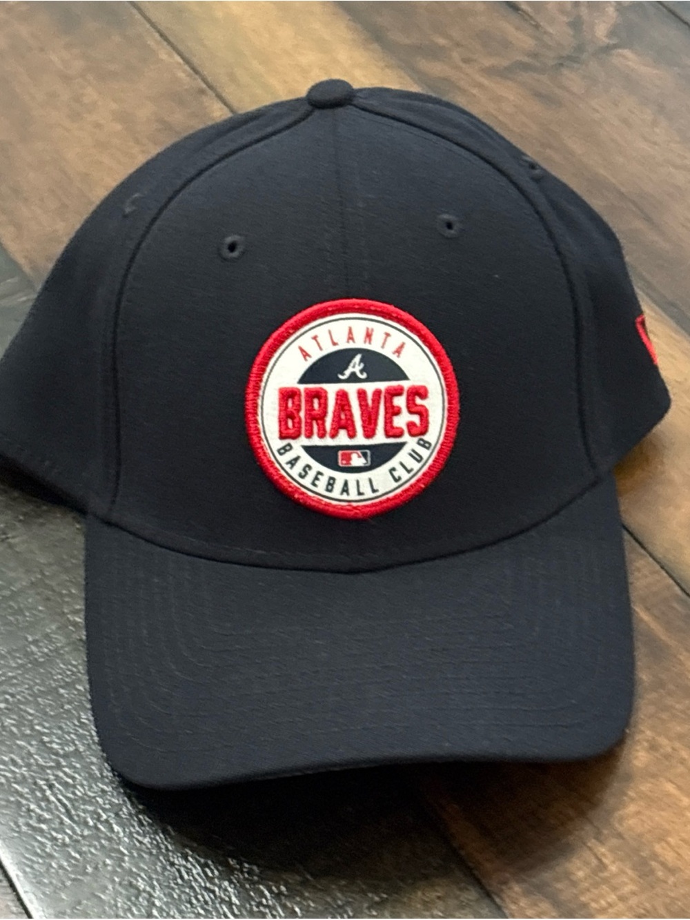 Atlanta Braves New Era 39THIRTY Flex Fit Hat L/XL Blue MLB Baseball Club Emblem